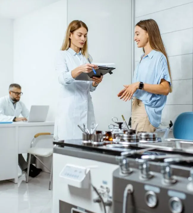 Dental practice team in a clean clinical area