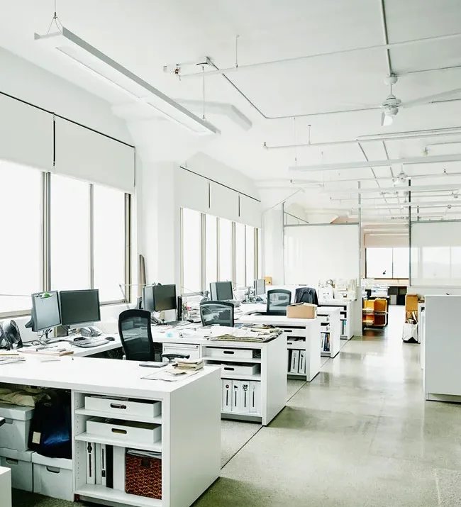 Bright open office after cleaning